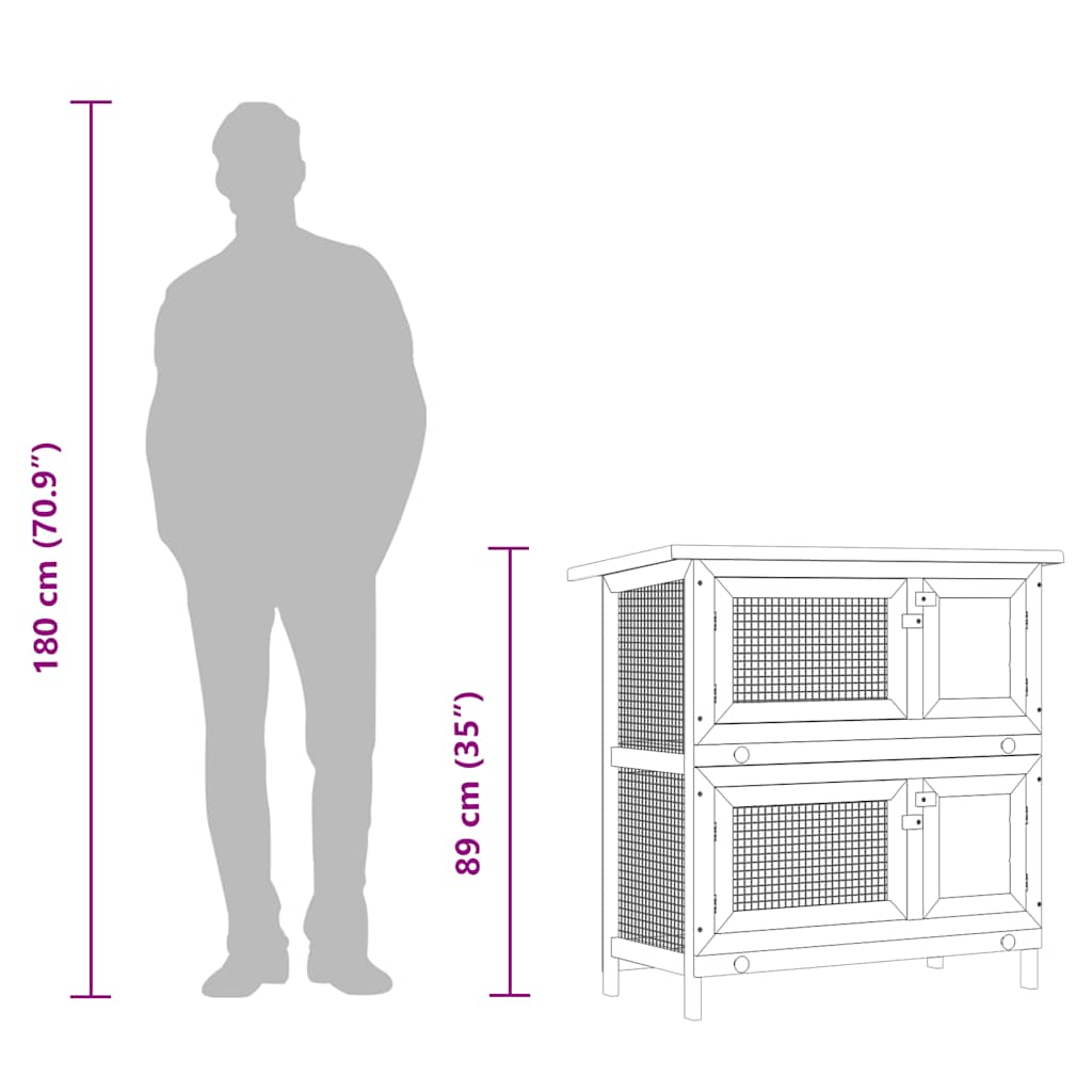 Buitenkonijnenhok voor kleine huisdieren, 4 deuren, hout - Afbeelding 8