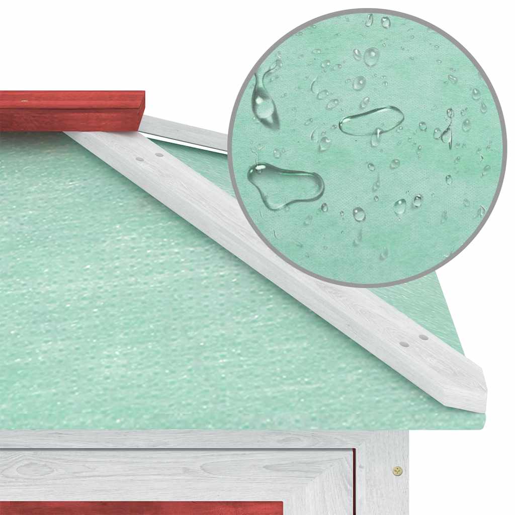 Konijnenhok twee verdiepingen hout rood - Afbeelding 10