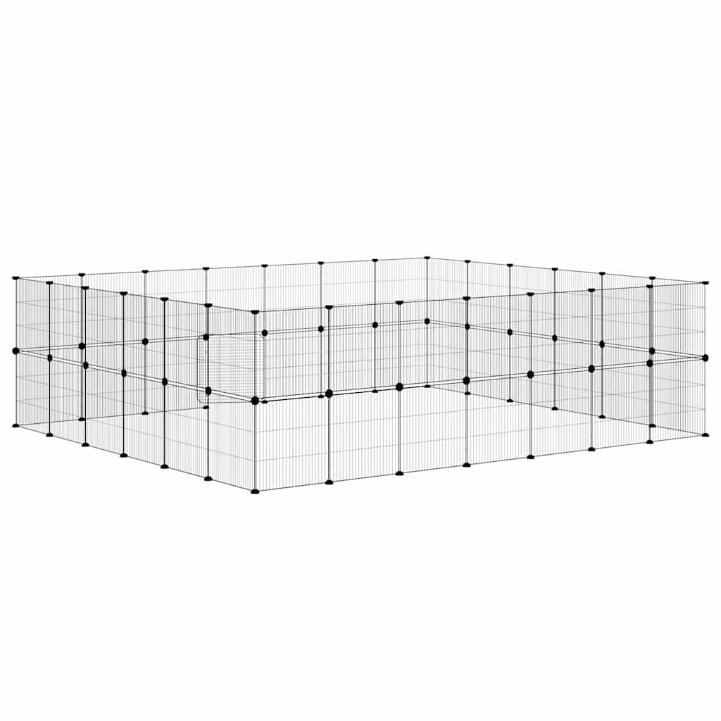 Huisdierenkooi met deur 52 panelen 35x35 cm staal zwart - Afbeelding 7