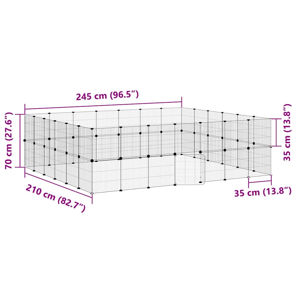 Huisdierenkooi met deur 52 panelen 35x35 cm staal zwart - Afbeelding 9