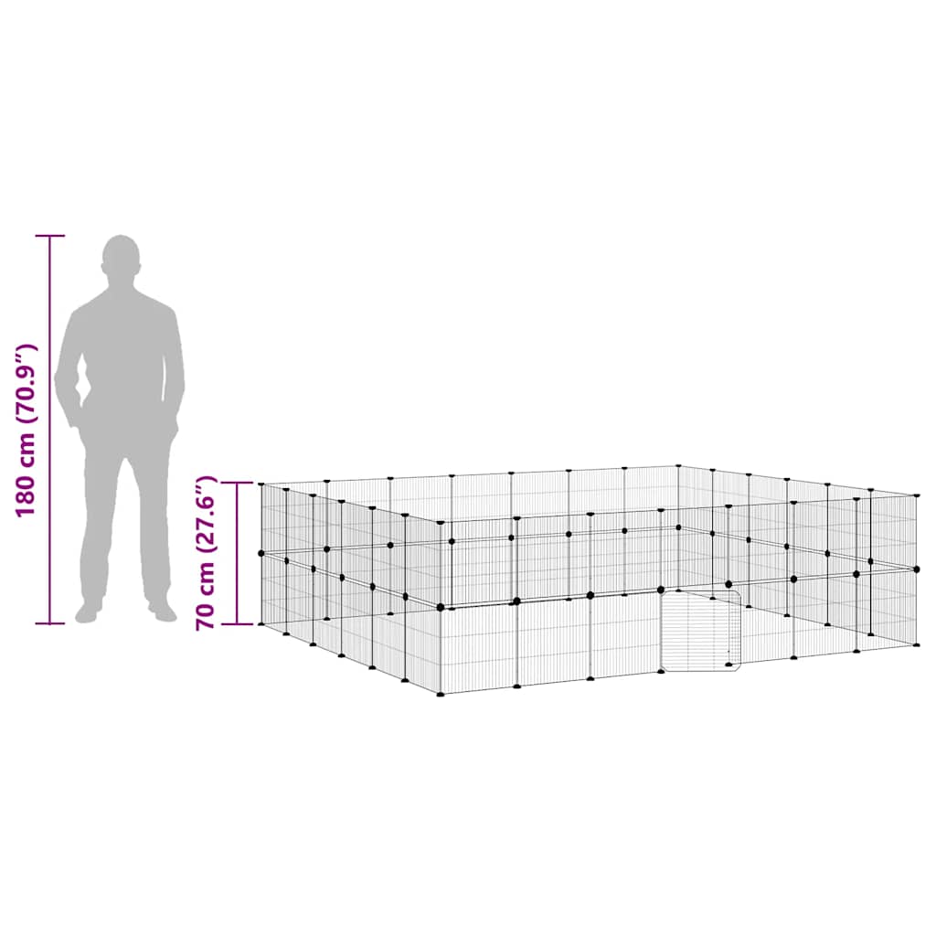 Huisdierenkooi met deur 52 panelen 35x35 cm staal zwart - Afbeelding 10