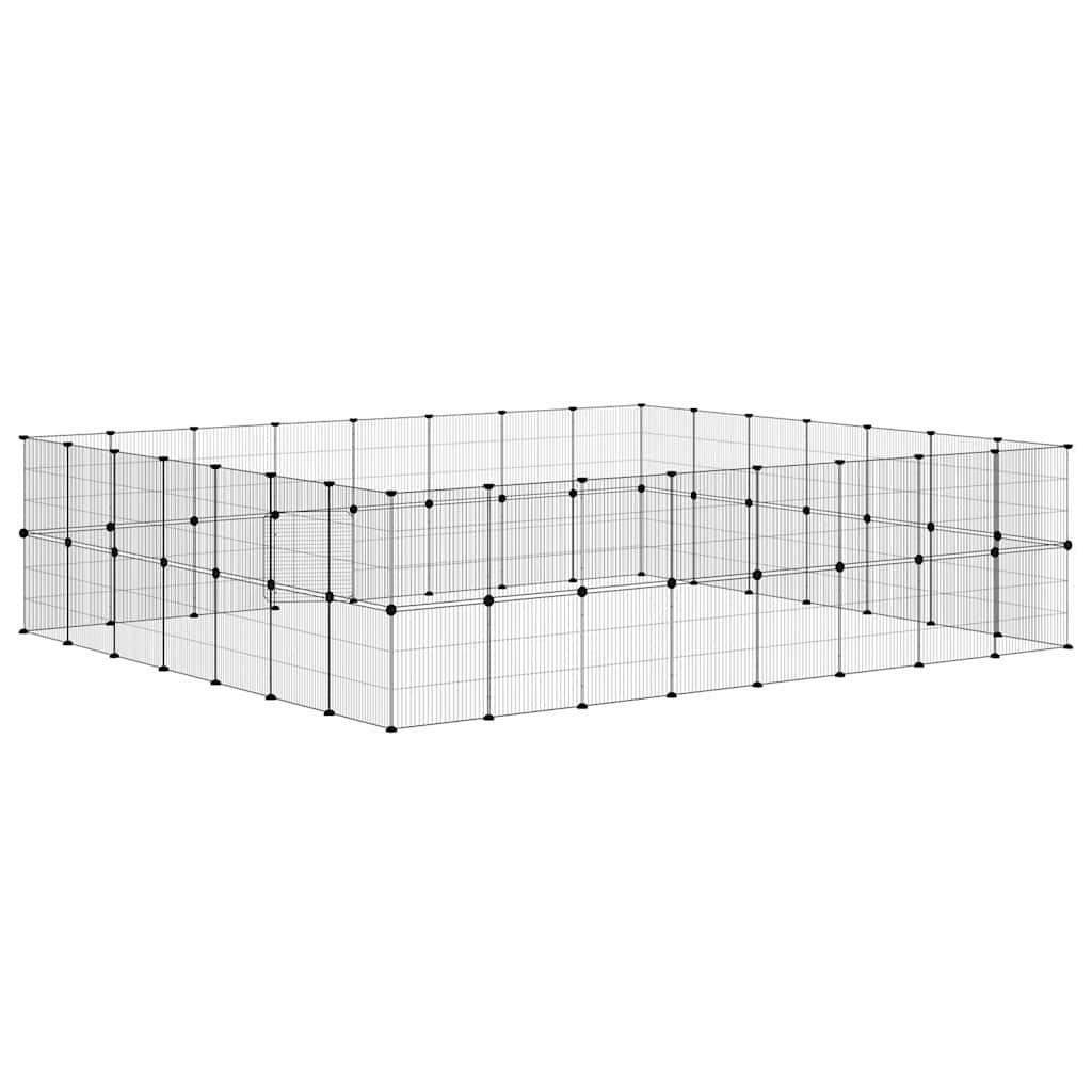 Huisdierenkooi met deur 60 panelen 35x35 cm staal zwart - Afbeelding 7