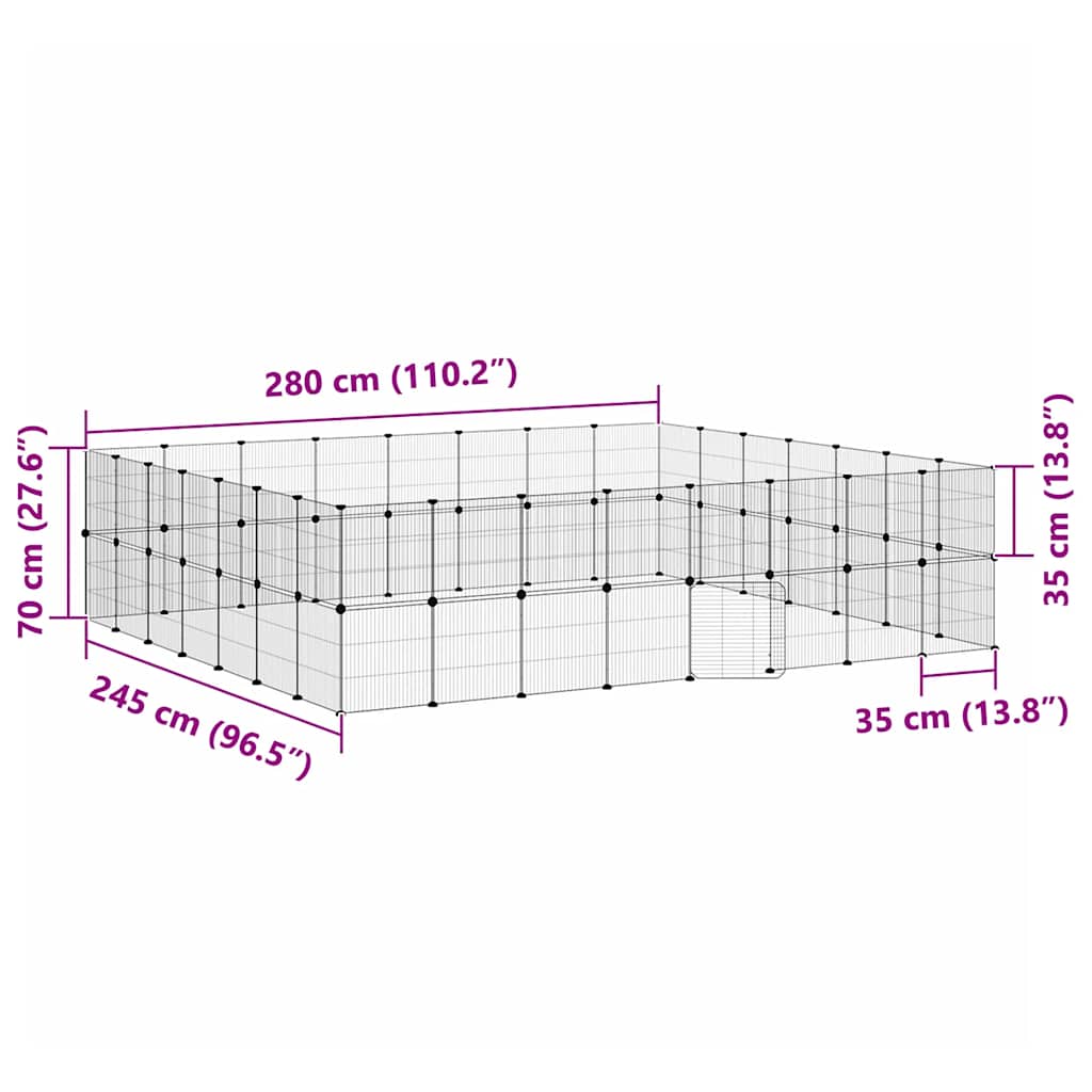 Huisdierenkooi met deur 60 panelen 35x35 cm staal zwart - Afbeelding 9