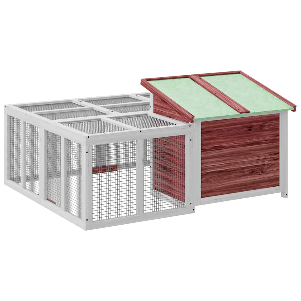 Konijnenhok 144x123x67,5 cm massief grenenhout mokkakleurig - Afbeelding 9