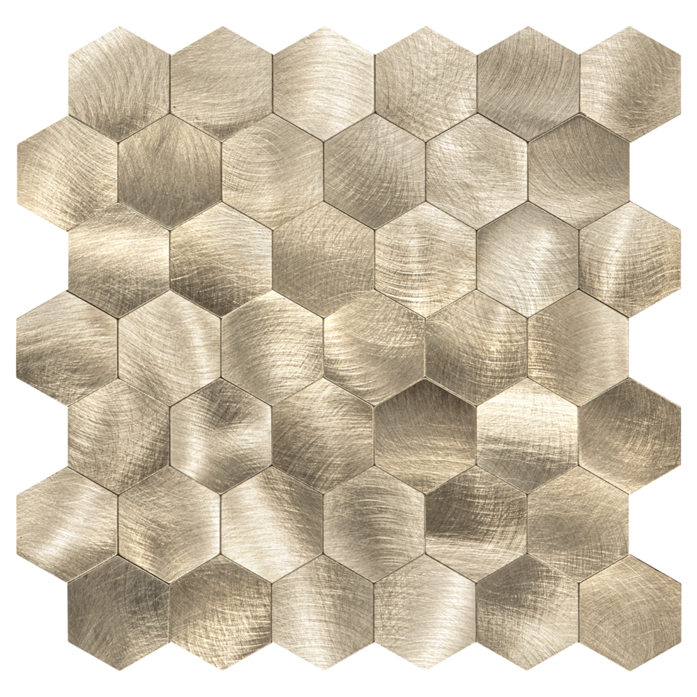 XL Geborsteld Goud HEXAGON - Zelfklevend Mozaiek 290x288mm
