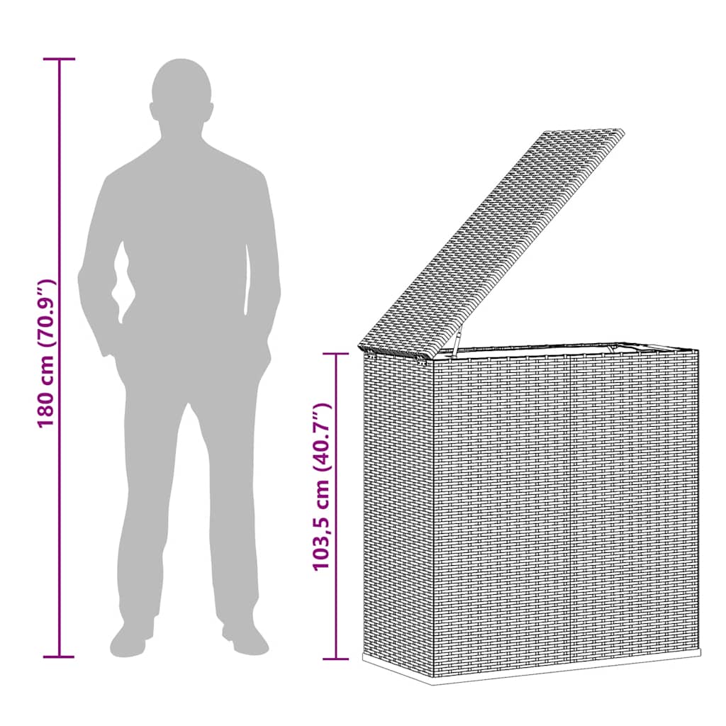 Tuinbox 100x49x103,5 cm polyetheen rattan zwart - Afbeelding 9