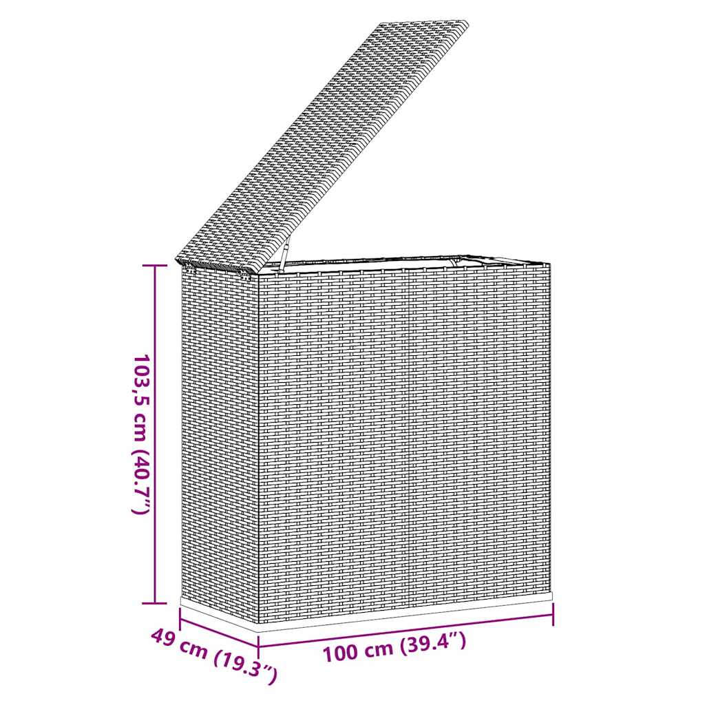 Tuinbox 100x49x103,5 cm polyetheen rattan bruin - Afbeelding 10