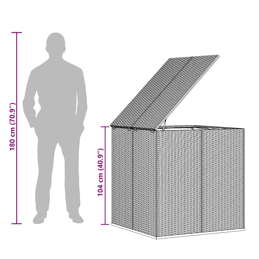 Tuinbox 100x97,5x104 cm polyetheen rattan grijs - Afbeelding 10