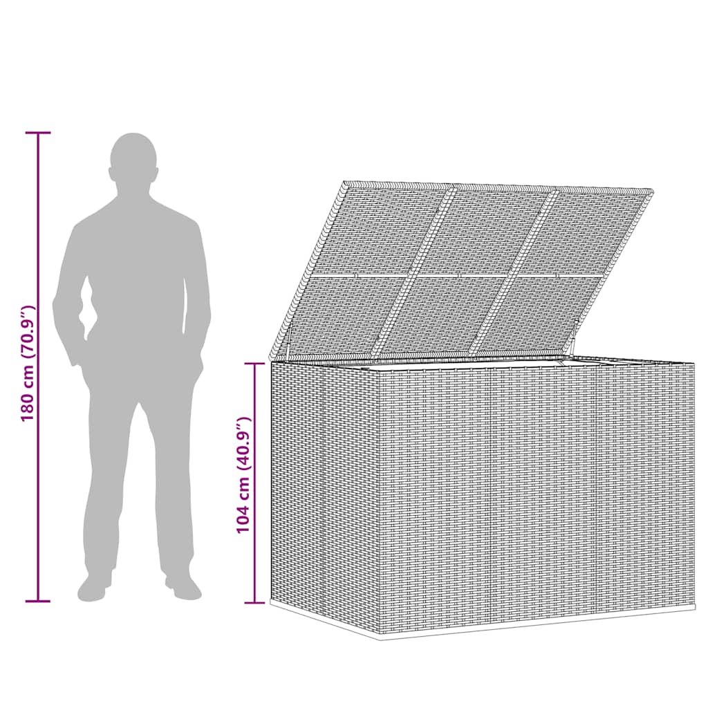 Tuinbox 145x100x103 cm polyetheen rattan grijs - Afbeelding 10