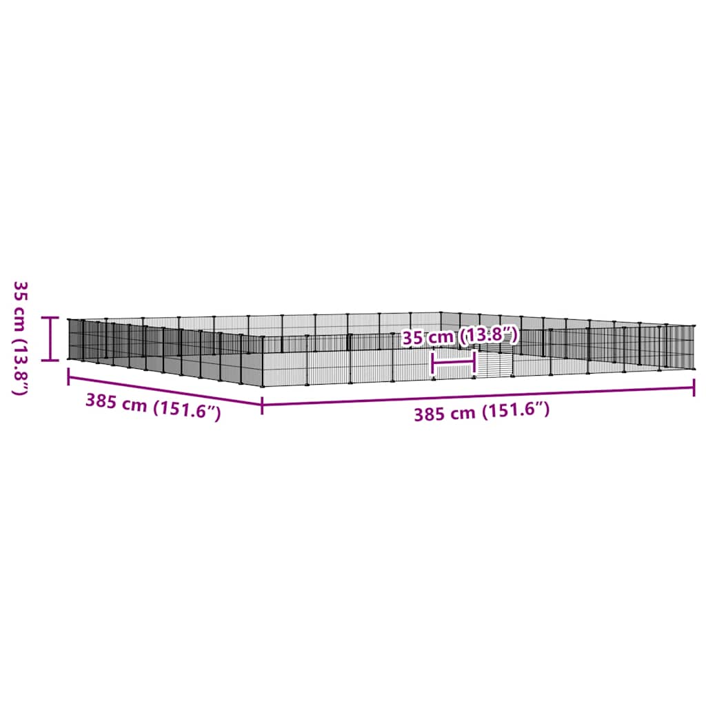 Huisdierenkooi met deur 44 panelen 35x35 cm staal zwart - Afbeelding 7