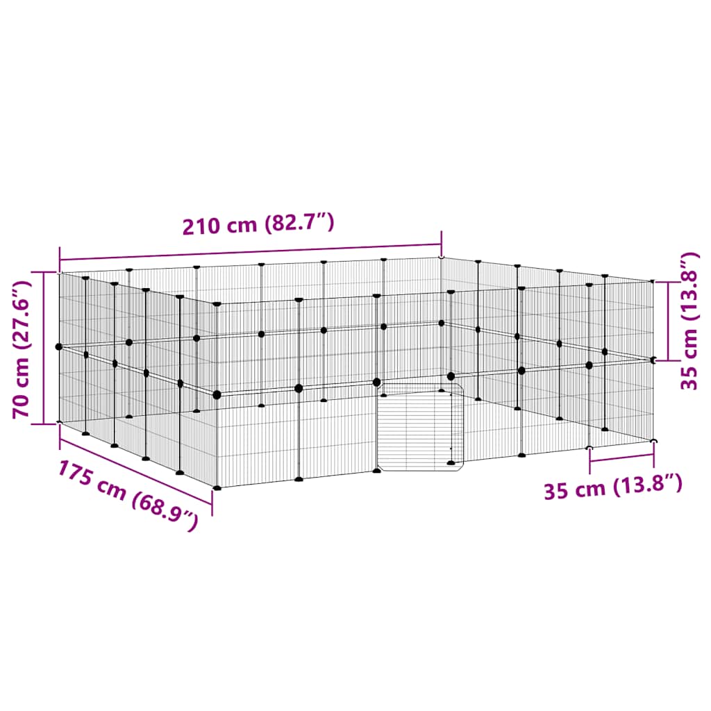 Huisdierenkooi met deur 44 panelen 35x35 cm staal zwart - Afbeelding 9
