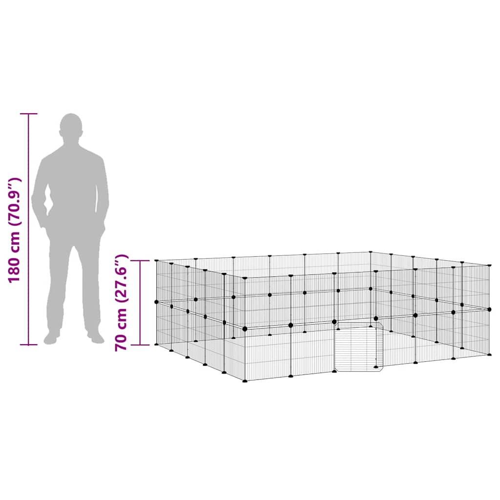 Huisdierenkooi met deur 44 panelen 35x35 cm staal zwart - Afbeelding 10