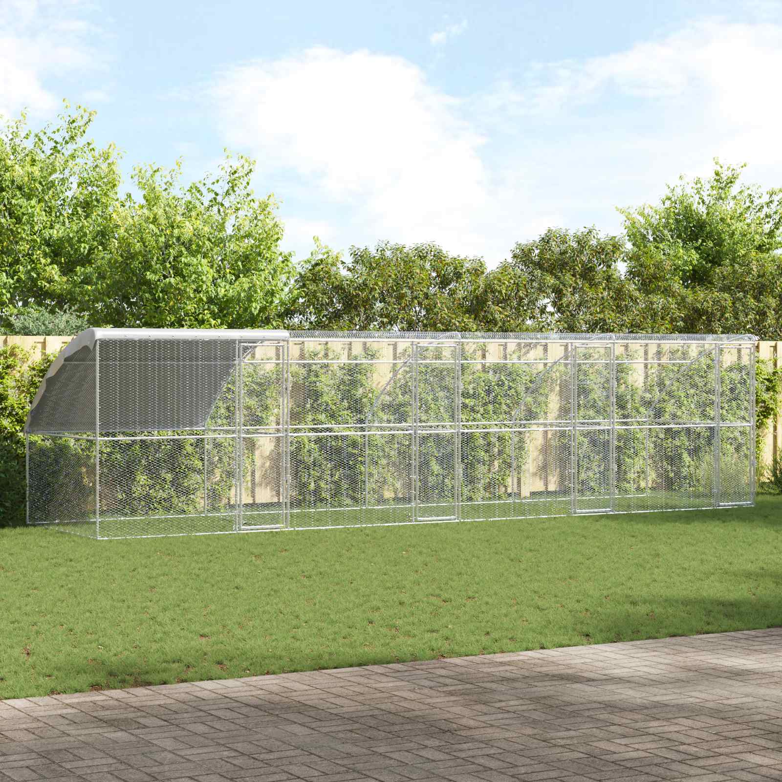 Kippenhok Zilver 800 x 200 x 198.5 cm Gegalvaniseerd staal