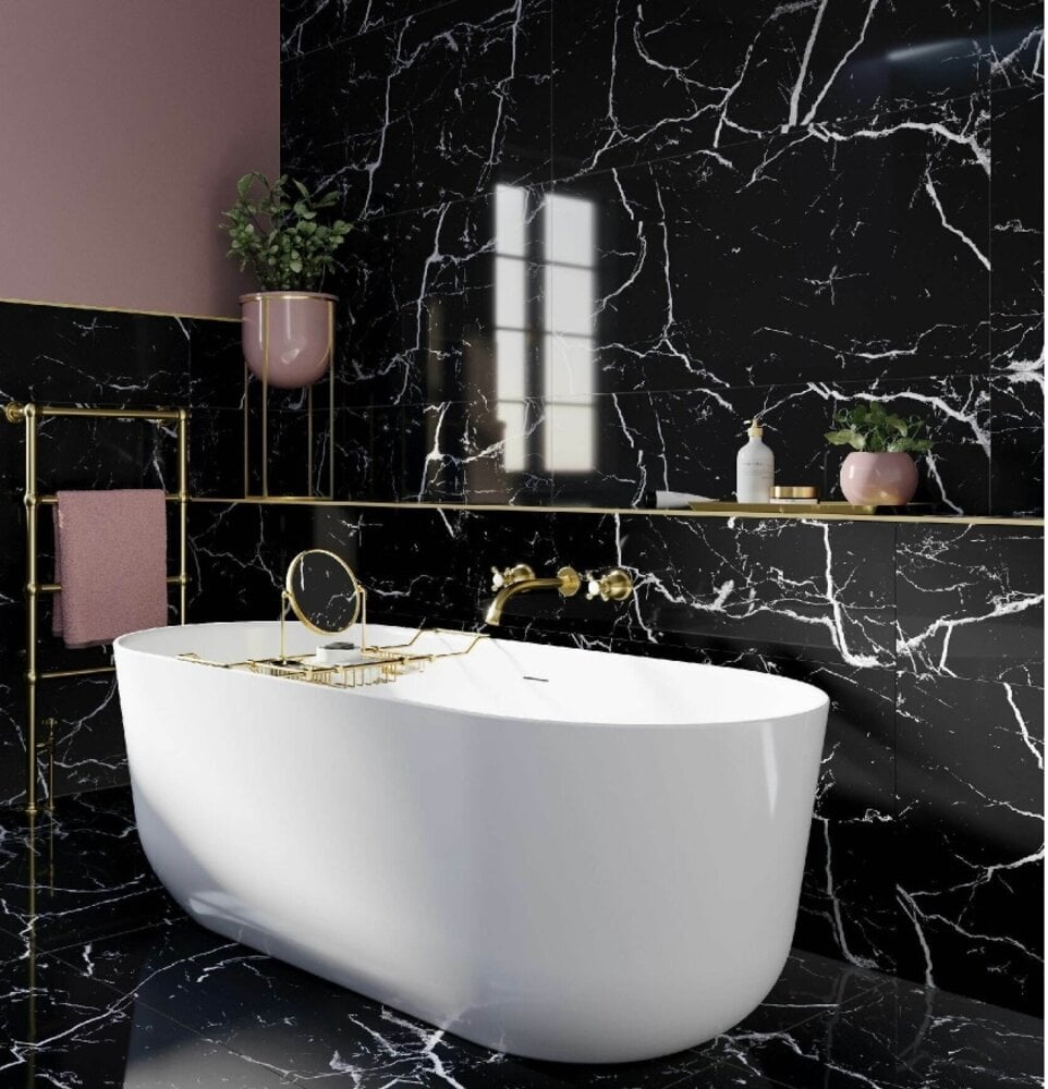 €59 PER PANEEL - 120x280x0,3 cm - PVC Wandpaneel Black Marmour / Zwart Hoogglans - Afbeelding 2