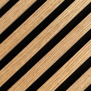 €79 PER PANEEL VISGRAAT - HONGAARSE PUNT  260x52 cm LICHT EIKEN akoestische wand panelen lattenwand met Vilt