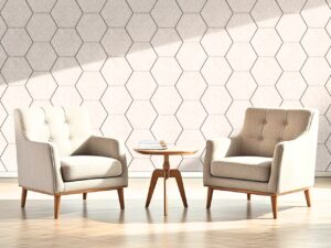 OPPIO Viltpaneel Beige - HEXAGON - 280x60 cm - Brandvertragend & Geluiddempend