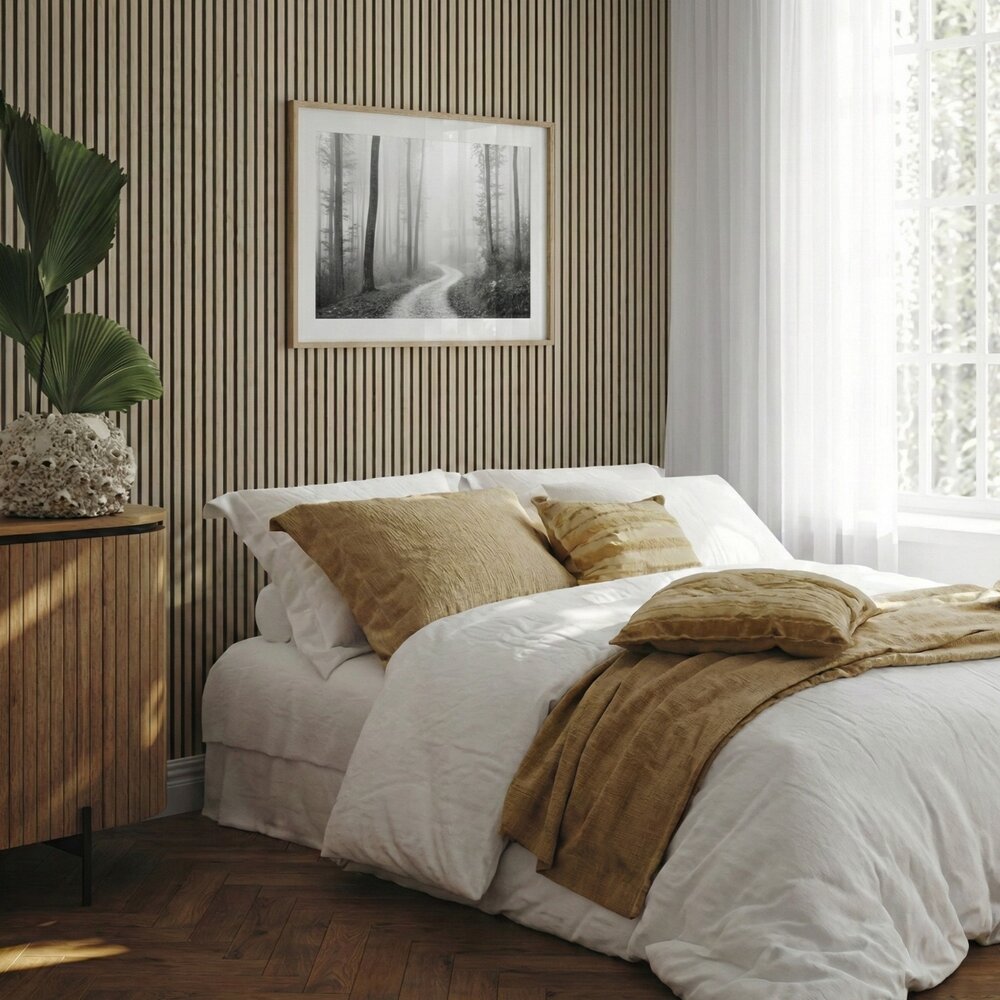 Lattenwand Silentless EIKEN 260 x 52,6 cm - akoestische wand panelen met Vilt